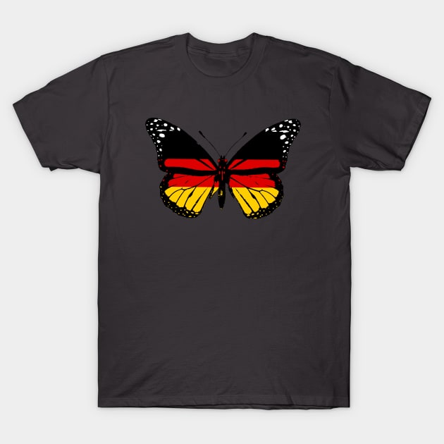 Germany Flag of Monarch Butterfly To Celebrate German Day (Support Team German) T-Shirt by Mochabonk